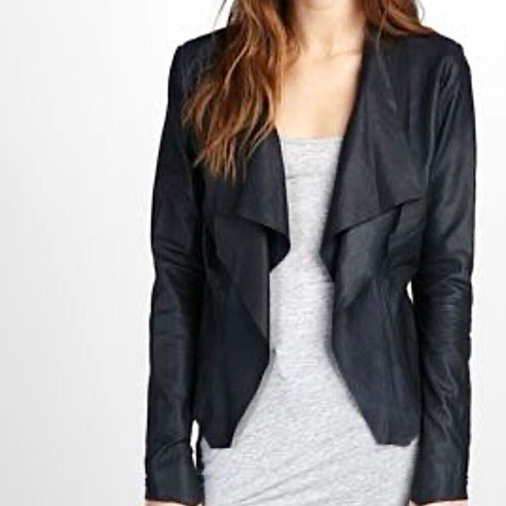 BOD & CHRISTENSEN Leather Waterfall Open Jacket - Picture 2 of 10